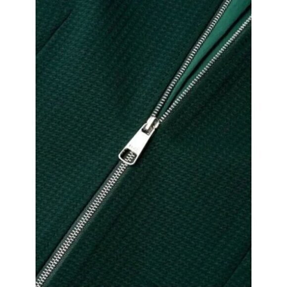 NWT BOSS Hugo Boss Size/US2 Jaxine Checkered Zip Front Collarless Blazer Green - Picture 3 of 12